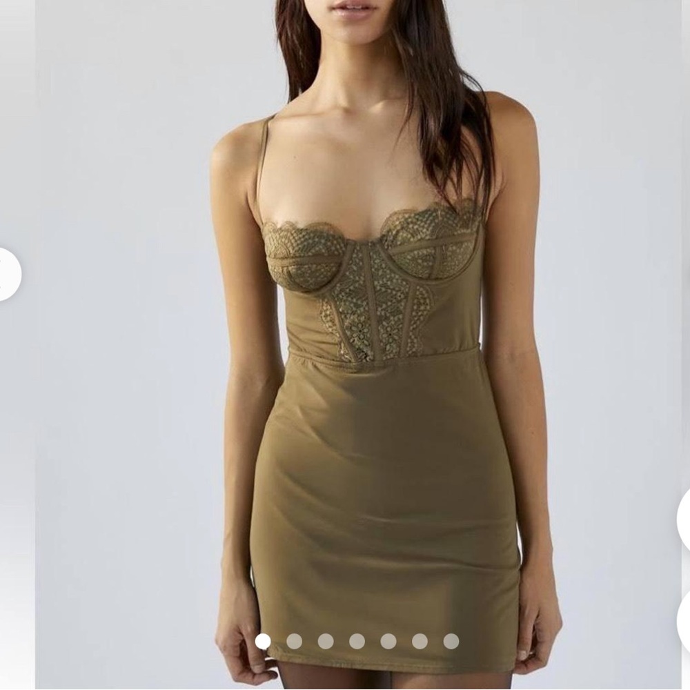 Green mini dress Urban outfitters green corset dress